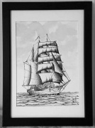 Obraz narysowany Żaglowiec 21x30/17x23 Od autora