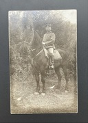 Stare zdjęcie pocztówkowe żołnierz pruski na koniu kawaleria