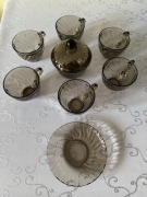 Zestaw Kawowy ARCOROC France – 8 Części – Szkło Dymione Ryflowane Brązowe