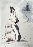 Obraz Króliczek w lesie, akwarela 21*15 cm