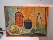 Obraz- 1966r - Olejny Martwa Natura 75x55 - Młynek do Kawy SIKORA