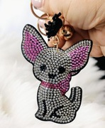 Pies, piesek - Chihuahua-  breloczek i cyrkonie 