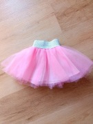 Różowa spódniczka tiulowa ze srebrnym pasem rozmiar 68 Stan idealny