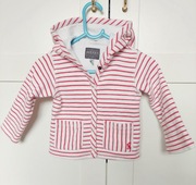 Bluza  z kapturem w biało  czerwone paski bawełna Joules roz. 80