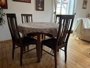 Okrągły, rozkładany stół w stylu art deco – solidny, vintage