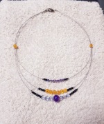 Naszyjnik  3 w 1 czarny pomarańczowy lawendowy