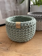 Koszyk ze sznurka bawełnianego aloesowy, handmade