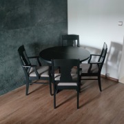 Stół rozkładany czarny okrągły LOFT + 4 krzesła.