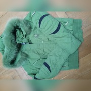 Kurtka Narciarska BRUGI zielona, futro naturalne 