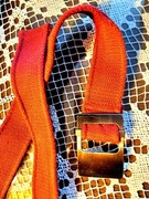 Pasek do spodni męski parciany czerwony, Vintage 120 cm