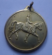 Medal-Jeżdziec na koniu.Koń.Hippika-mosiądz.Sygn. a.m