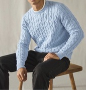 Męski sweter dzianinowy jasnoniebieski, rozmiar M