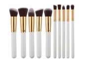 ZESTAW PĘDZLI DO MAKIJAŻU 10 SZTUK WHITE