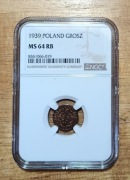II RP 1 grosz gr 1939 NGC MS 64 RB 