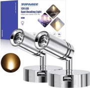 SUPAREE Lampka do czytania 12 V LED, dotykowy, ściemniacz ze złączem USB