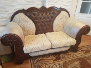 Komplet sofa kanapa 2 i 3 osobowe rzeźbione dębowe