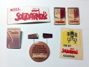 Solidarność - znaczki / przypinki i nalepka