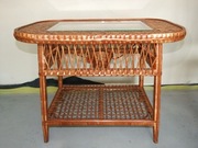 Stolik kawowy-wiklinowy z szybką