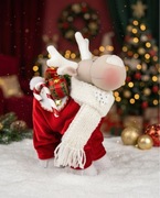 Ręcznie robiony renifer świąteczny czerwony – dekoracja wnętrza 24 cm