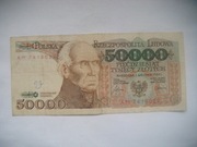 BANKNOT PRL 50000 ZŁOTYCH 1989 r.  STASZIC seria AM