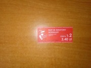 Bilet jednorazowy 3,40zł normalny ZTM Warszawa M.ST strefa 1 i 2