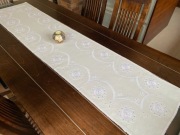 Bieżnik/Obrus lniany, haft ręczny kurpiowski - 178x42 cm