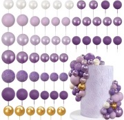 Kule na tort urodzinowy 10 szt. - fiolet , złoto , biały