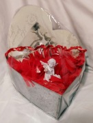 Zestaw prezentowy anioł aniołek , serce szkatułka retro, na pierścionki 