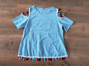 Red Queen * niebieska letnia bluzka w paski odkryte ramiona * 36 S