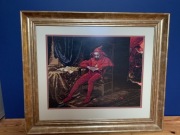 Ręcznie wyszywany obraz w antyramie Stańczyk 