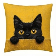 Minimalistyczna poszewka na poduszkę czarny kot 60x60cm 