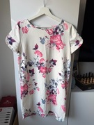 Elegancka sukienka Amisu w kwiaty biało-różowo-niebieskie, rozmiar M/38