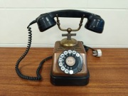 Zabytkowy Telefon Duński Tarczowy KATS Mosiądz Bakelit Lata 50 Vintage