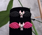 Bransoletka charms chihuahua pinczerek skrzydła hand made