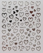 Naklejki na paznokcie Srebrne Serce / Walentynki / Miłość / duży arkusz