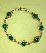 Vintage srebrna  bransoletka próba 925 plus naturalny zielony kamień jadeit