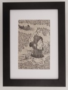 Buddyjski mnich - piękny drzeworyt japoński XIXw