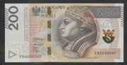 200 złotych 2021 FR 0000047 UNC - niski numer