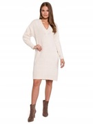 Prezent na Święta Sukienka swetrowa z dekoltem V kość słoniowa roz. L/XL