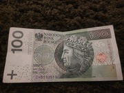 Banknot 100 zł. Numer kolekcjonerski CH 5132513