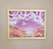 Obraz ręcznie malowany 30x40 z ramą , akryl , pejzaż niebo