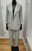 Garnitur damski miętowy Primark 34 36 wiskoza marynarka spodnie