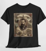T-shirt Koszulka Oversize Gruba Bawełna Vintage Portret Miasto 1850 Retro