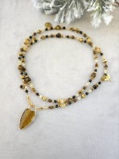 Tygrysie oko, cytryn, turmalin, hematyt, stal - UNIKAT