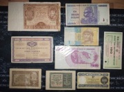 Mix banknotów, bonów, polskie i zagraniczne 9 szt.