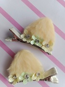 Spinki do włosów z kocimi uszkami. 2 sztuki. Kolor: żółty