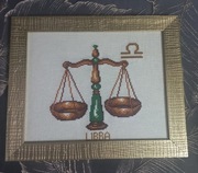 Znak zodiaku-waga,haft krzyźykowy