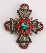 Piękna bogatozdobiona broszka GÓRALSKA przypinka ozdoba żakietu koszuli.