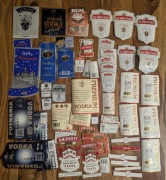 Stare etykiety wódka Sobieski, Premium, Smirnoff i inne - zestaw