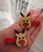 2szt spinki do włosów Mikołaj Boże Narodzenie Święta renifery handmade 